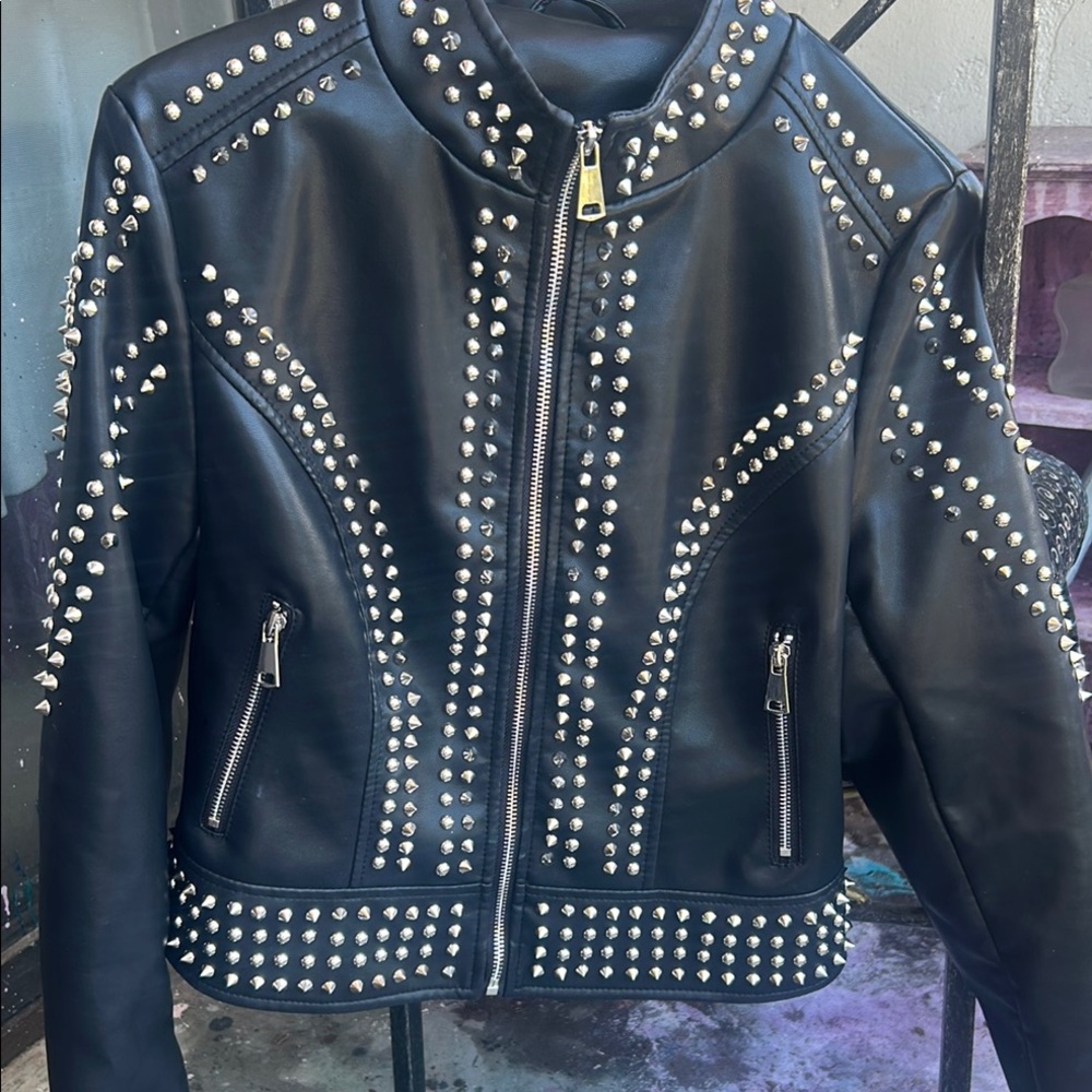 Studded Black pleather Jacket